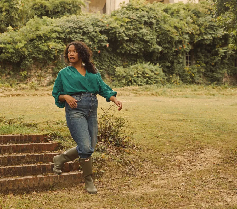 HMD -- THE JANE BLOUSE -- DUSTY TEAL sold by Doen