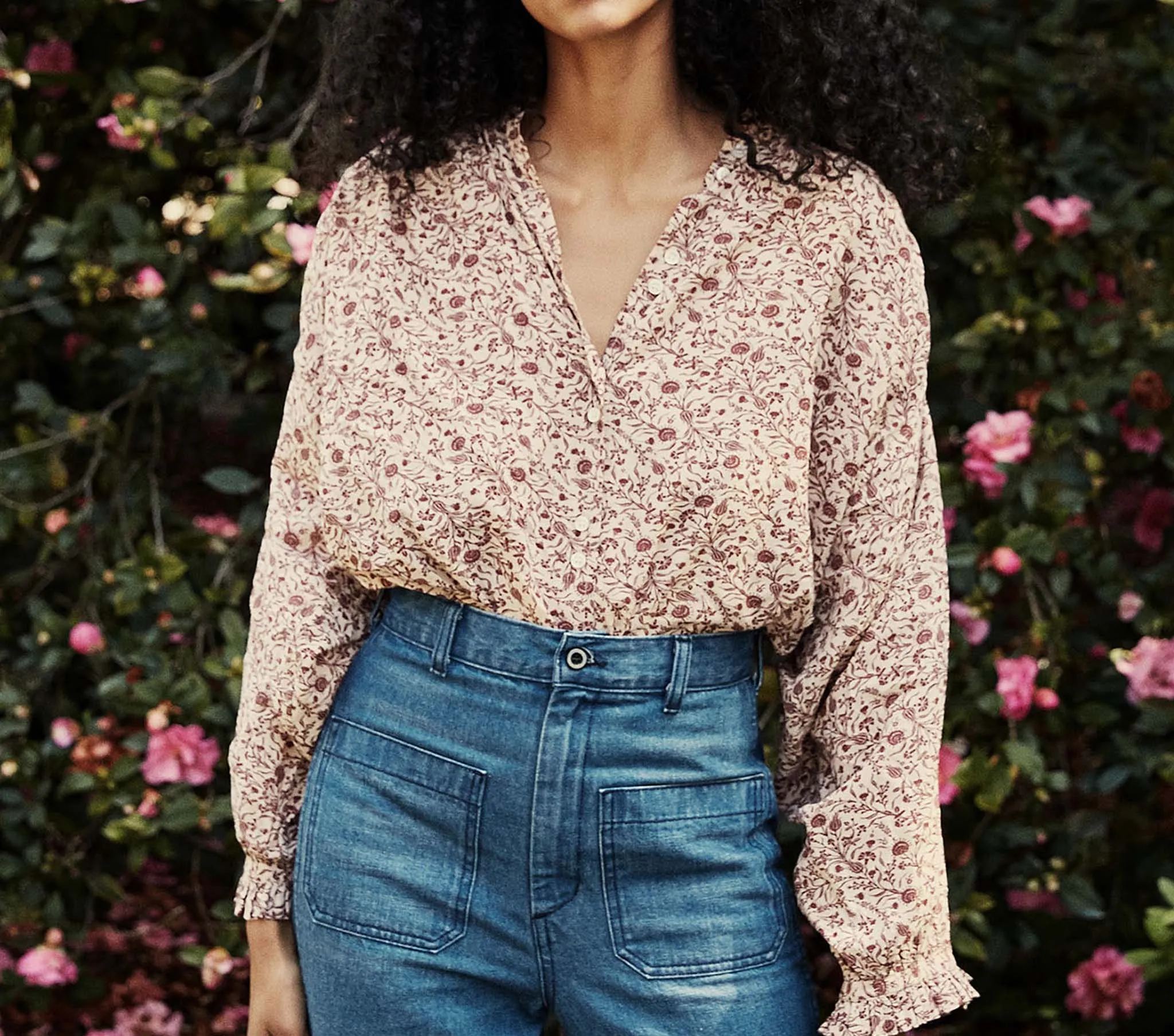 HMD -- ROSE TOP -- BLUSH MINI EARL FLORAL sold by Doen