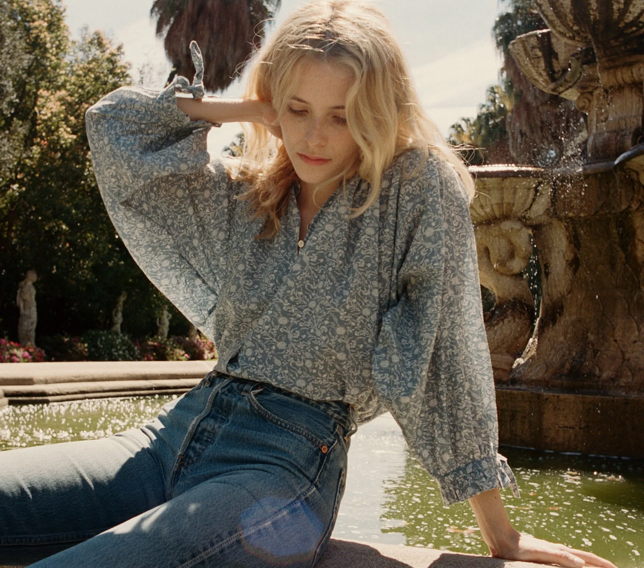 HMD -- ROSE TOP -- CHINA BLUE MINI EARL sold by Doen product image thumbnail 2