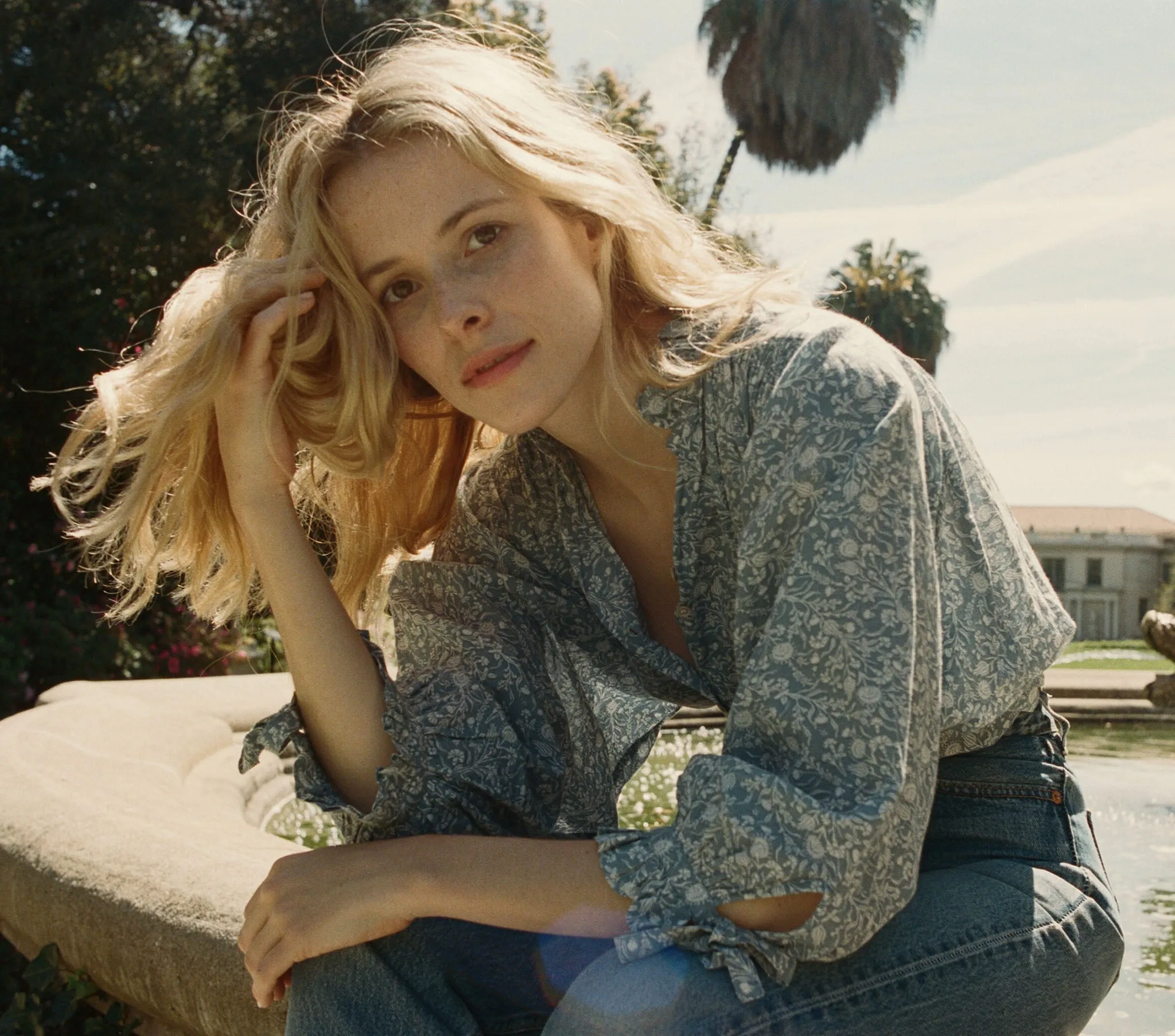 HMD -- ROSE TOP -- CHINA BLUE MINI EARL sold by Doen product image thumbnail 3