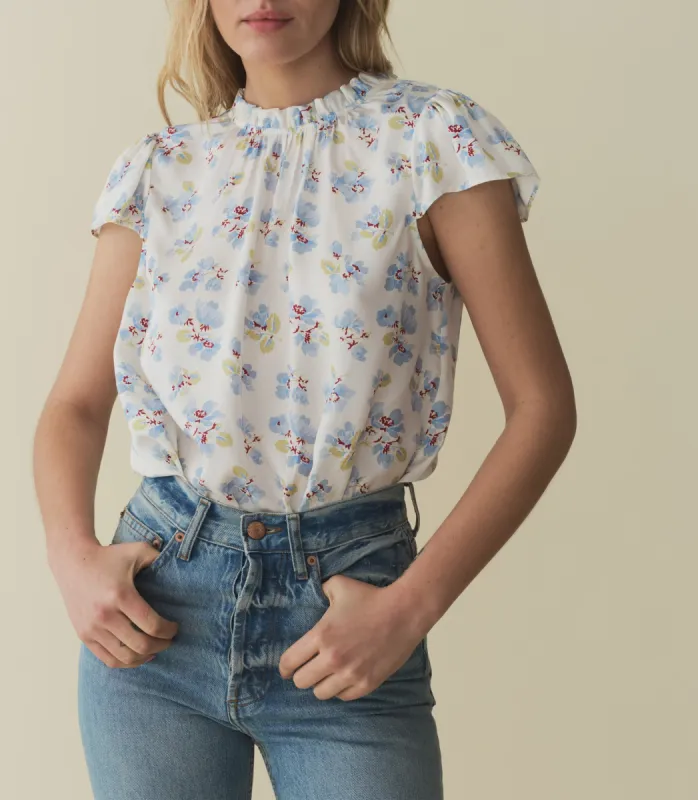 HMD -- YVIE TOP -- BLEU FROLICKING FLORAL sold by Doen