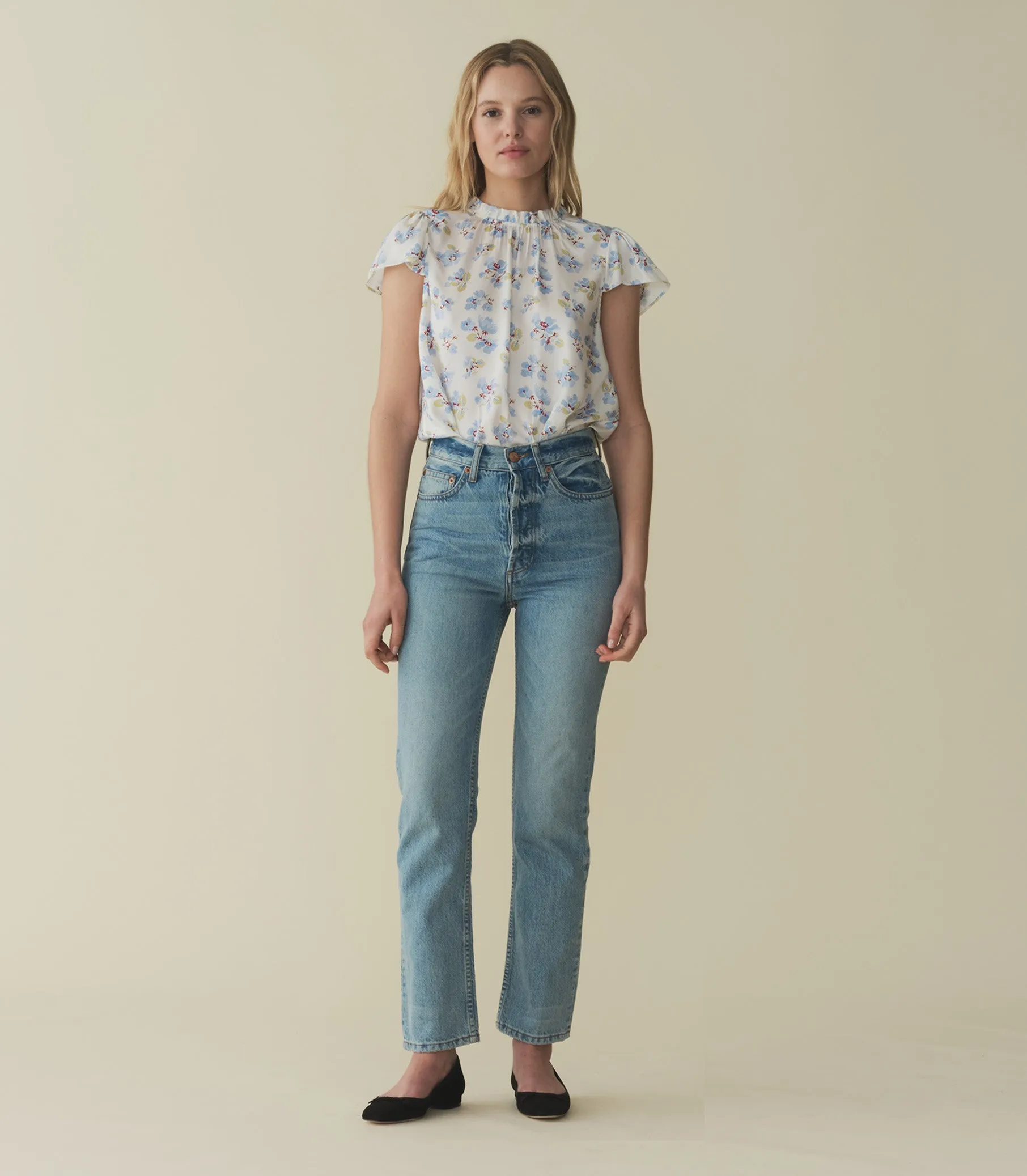 HMD -- YVIE TOP -- BLEU FROLICKING FLORAL sold by Doen product image thumbnail 3