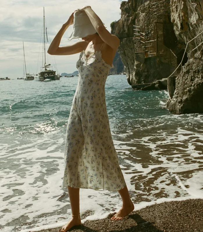 HMD -- SANDIA DRESS -- BLEU FROLICKING FLORAL sold by Doen