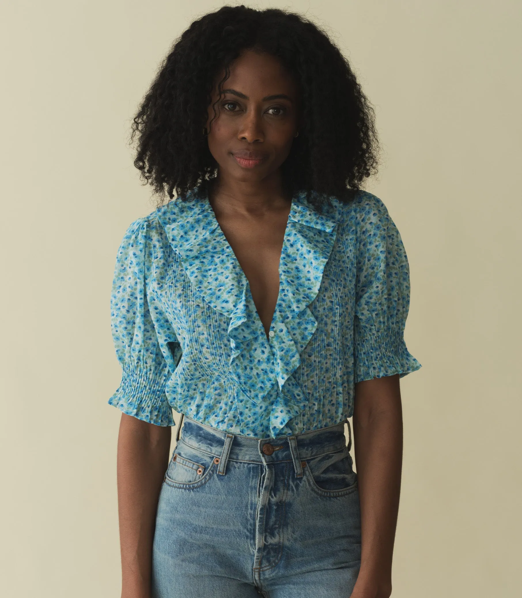 HMD -- HENRI TOP -- BLEU DAISY FIELDS sold by Doen product image thumbnail 2