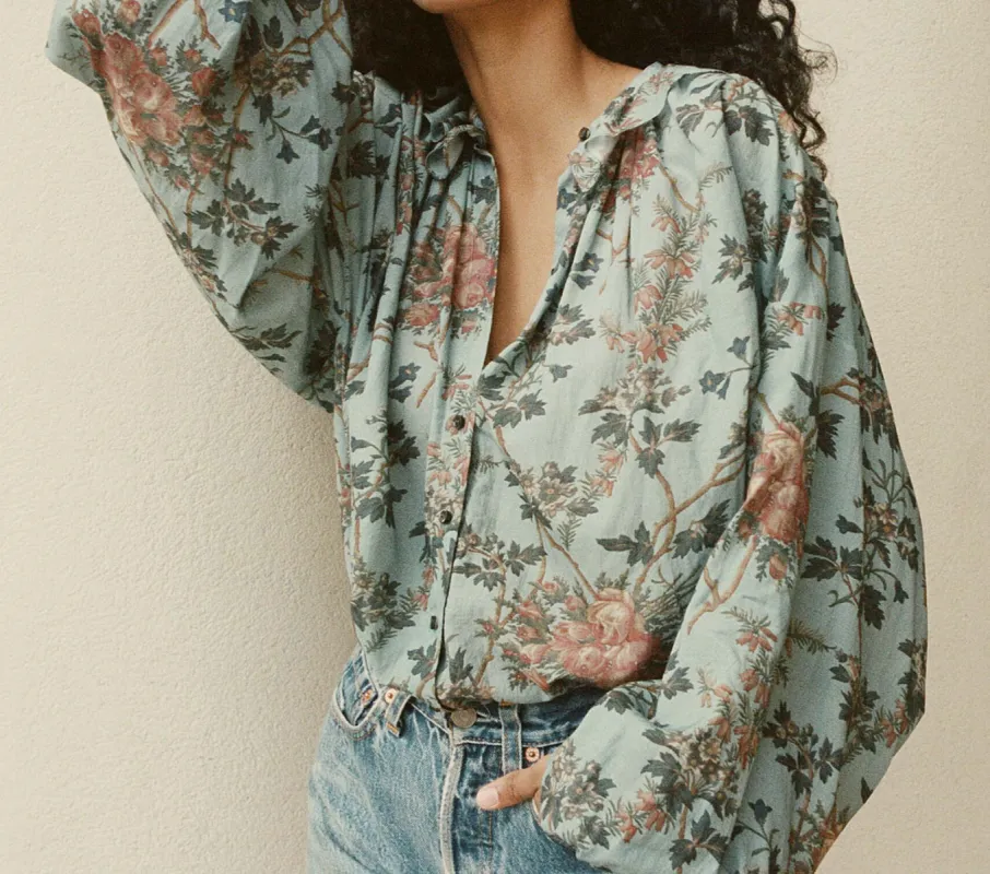 HMD -- ROSEBAY TOP -- BLUEBELL SUMMER FLORAL sold by Doen