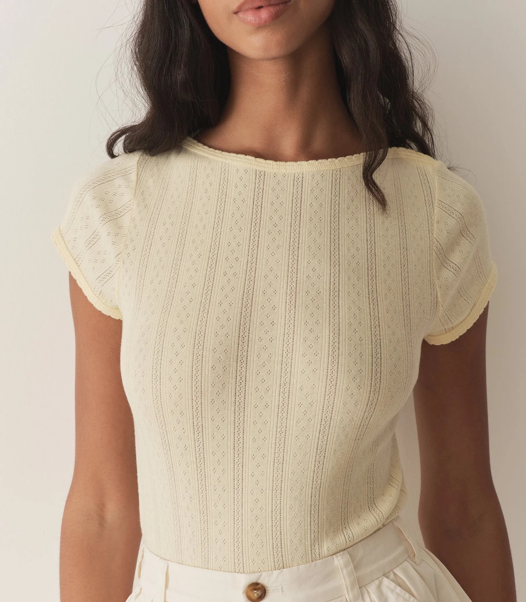 PAULINE TEE -- CREME CITRON QUELLE JOLIE POINTELLE sold by Doen product image thumbnail 4