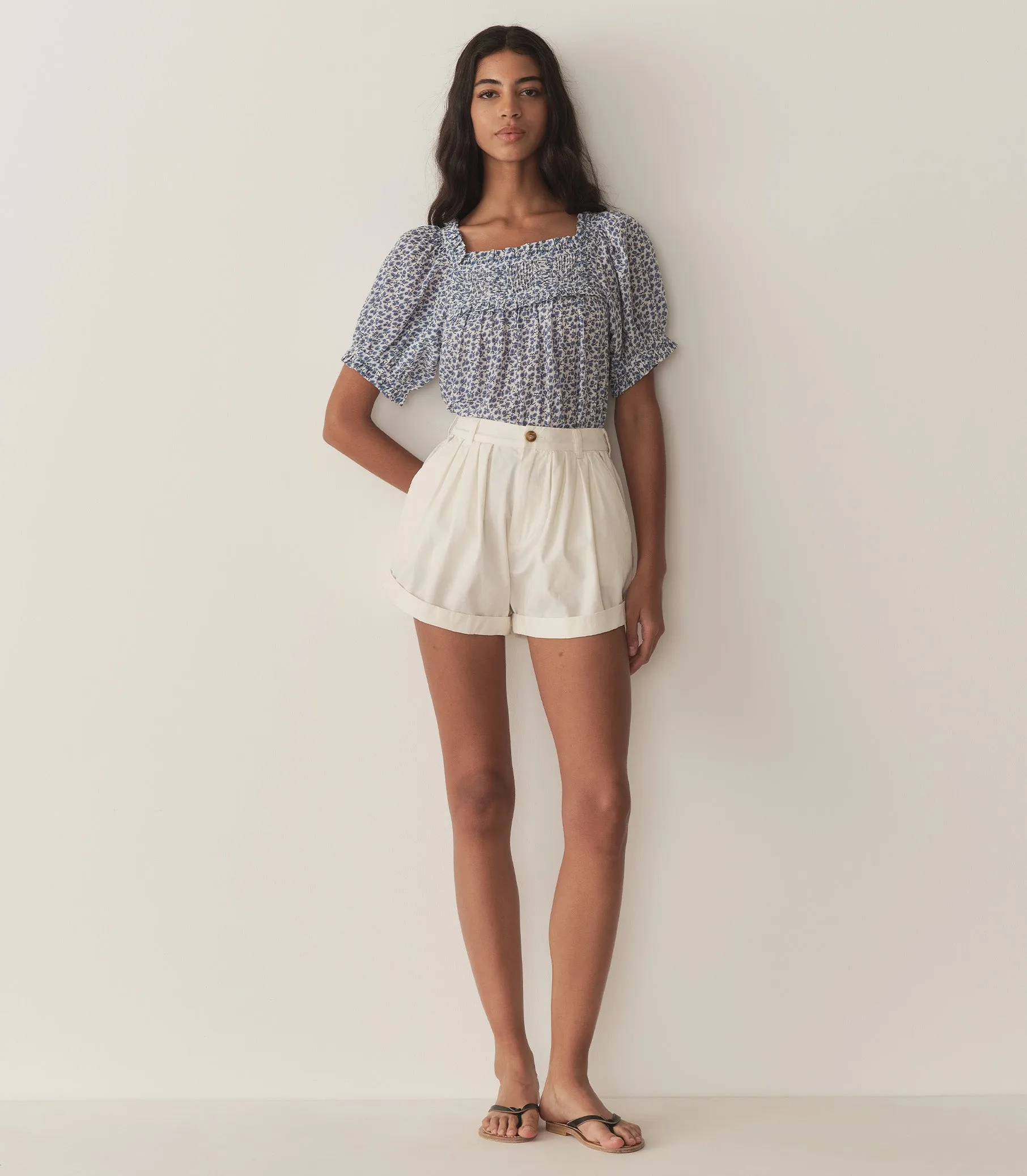 FRANCES TOP -- CORNFLOWER HILLSIDE BLOOM sold by Doen