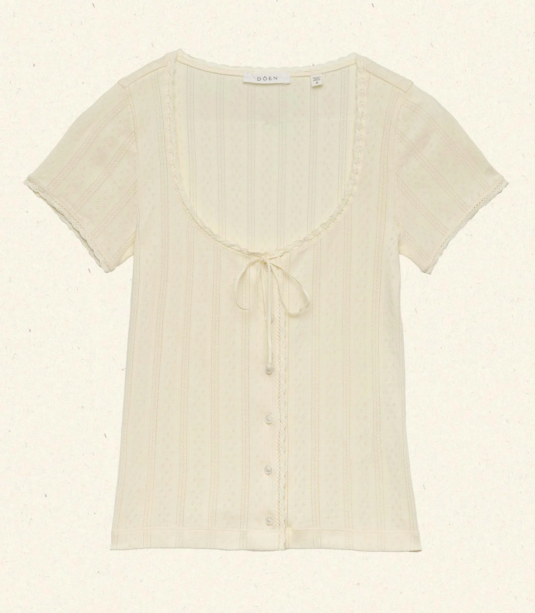LARA TEE -- CREME CITRON QUELLE JOLIE POINTELLE sold by Doen product image thumbnail 5