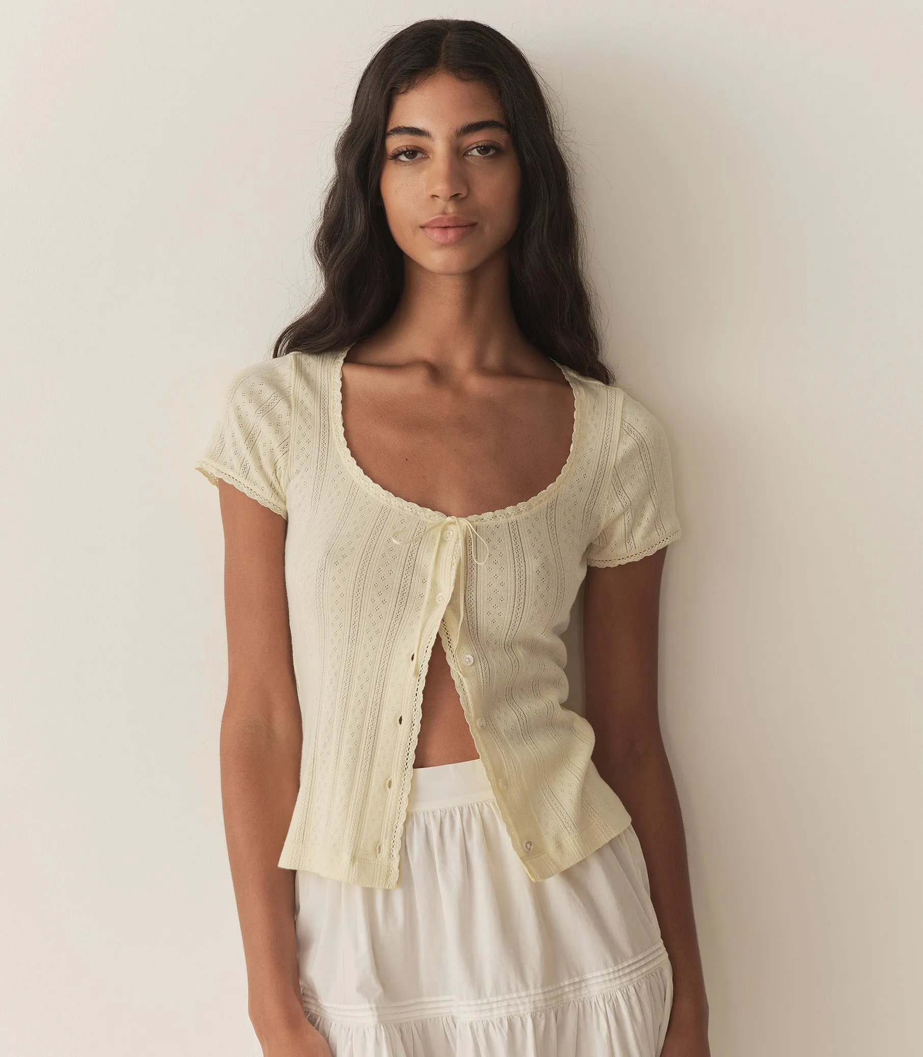 LARA TEE -- CREME CITRON QUELLE JOLIE POINTELLE sold by Doen
