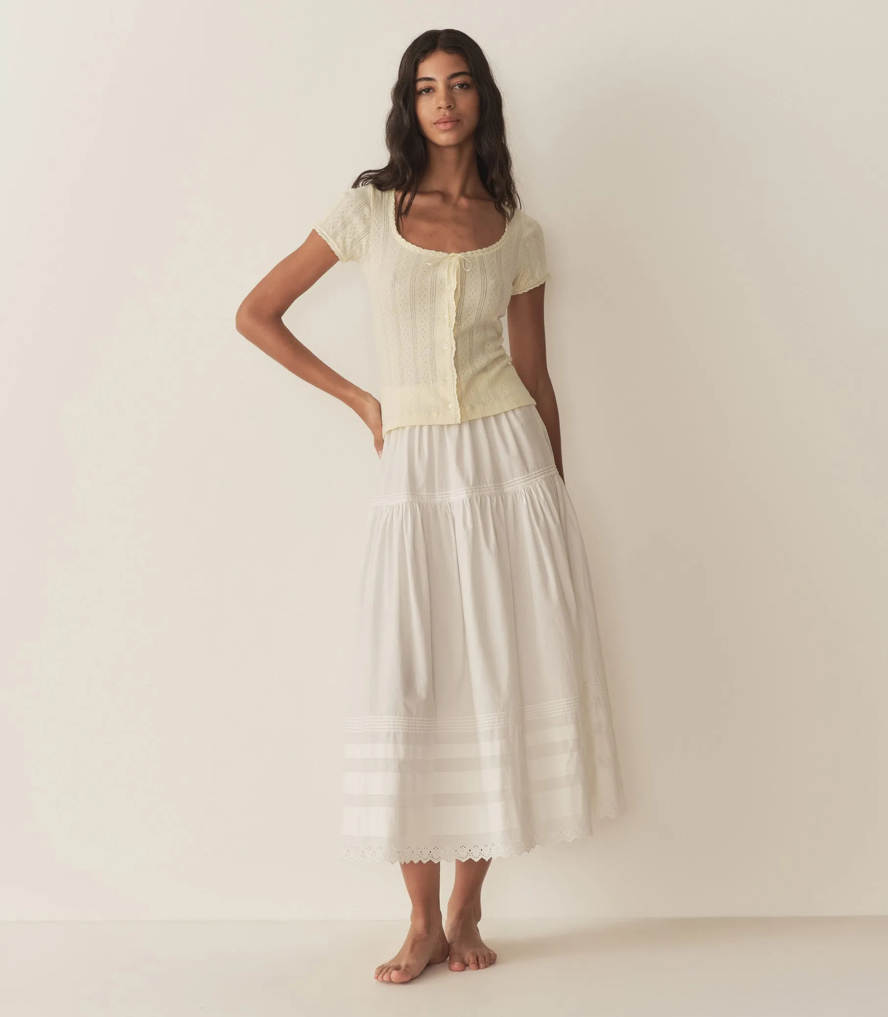 LARA TEE -- CREME CITRON QUELLE JOLIE POINTELLE sold by Doen product image thumbnail 3