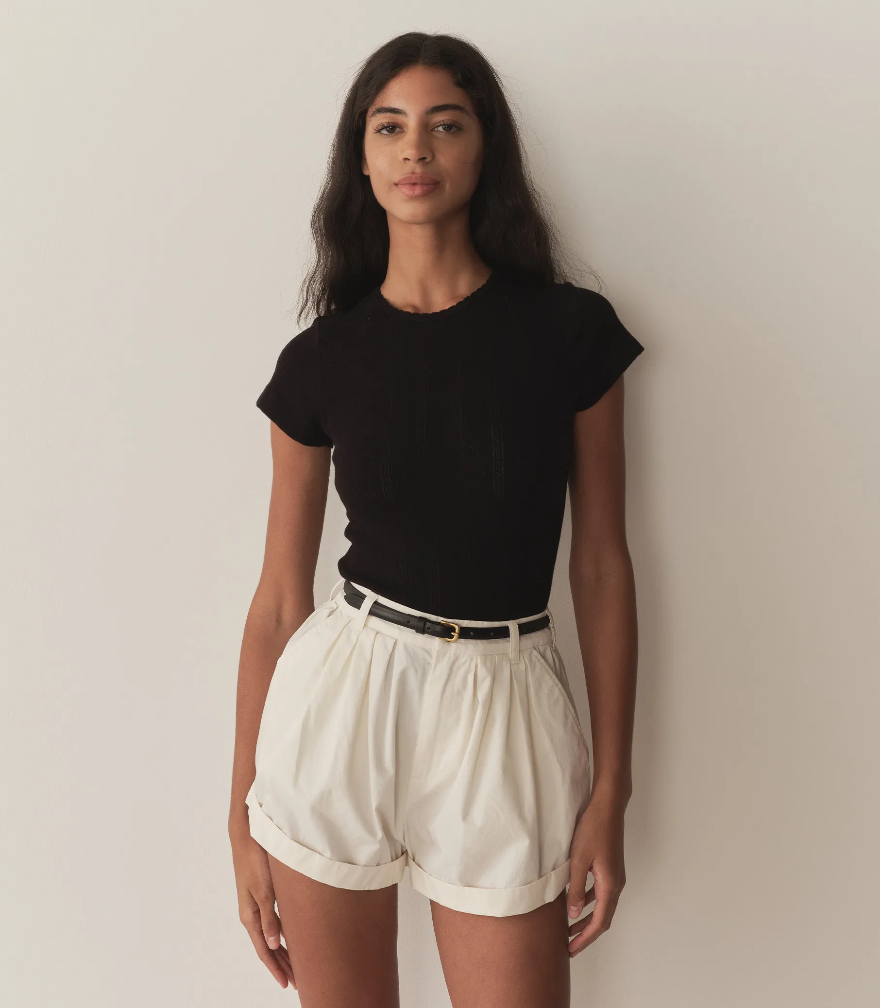 VIVI TEE -- BLACK QUELLE JOLIE POINTELLE sold by Doen