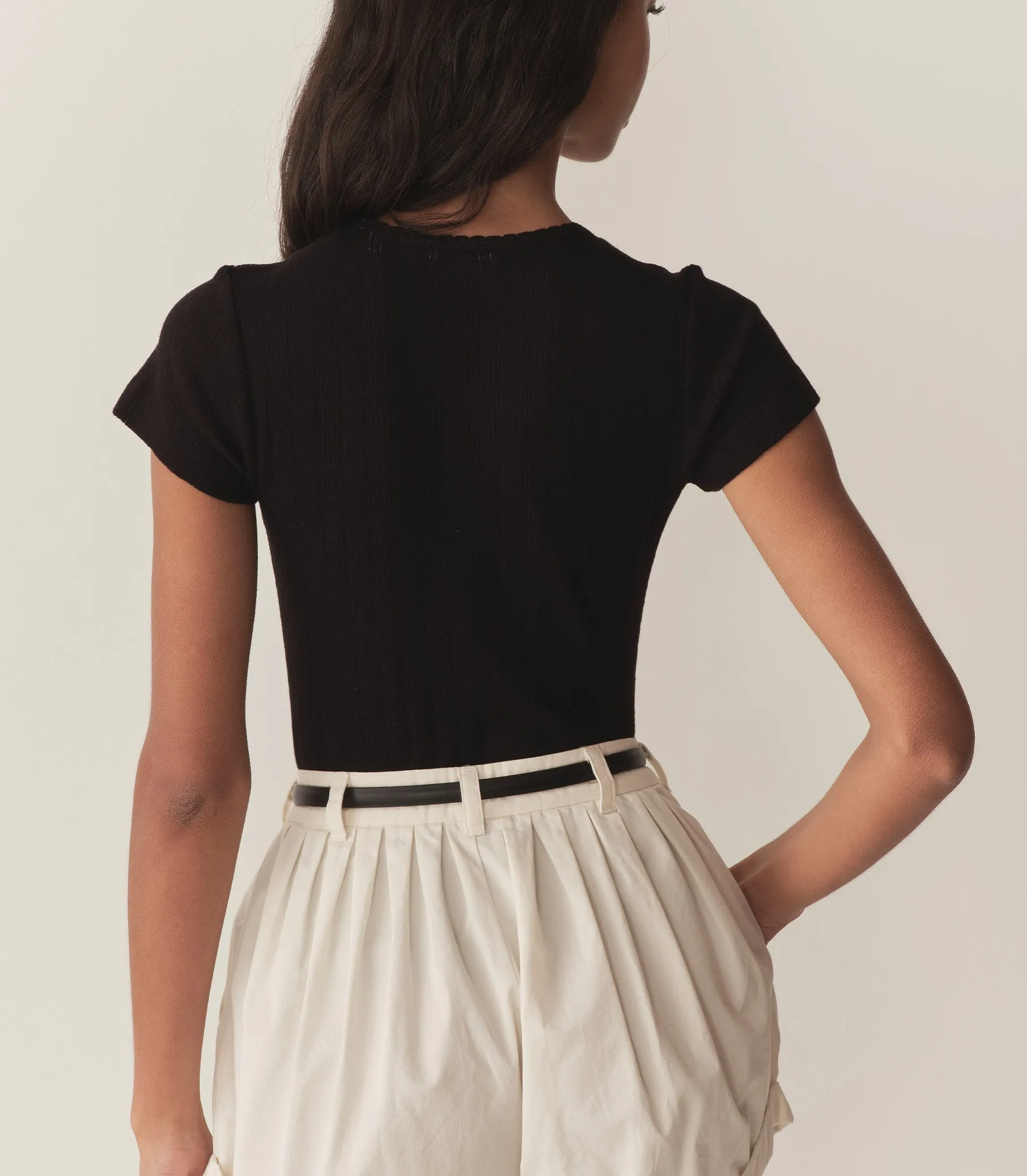 VIVI TEE -- BLACK QUELLE JOLIE POINTELLE sold by Doen product image thumbnail 3