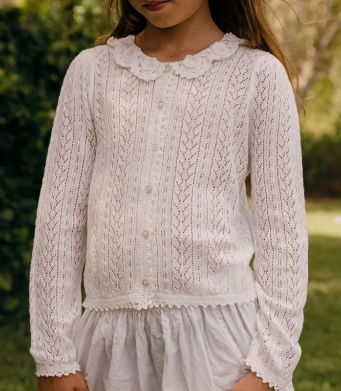 LITTLE MARTINA CARDIGAN -- PALE LILY made by Doen