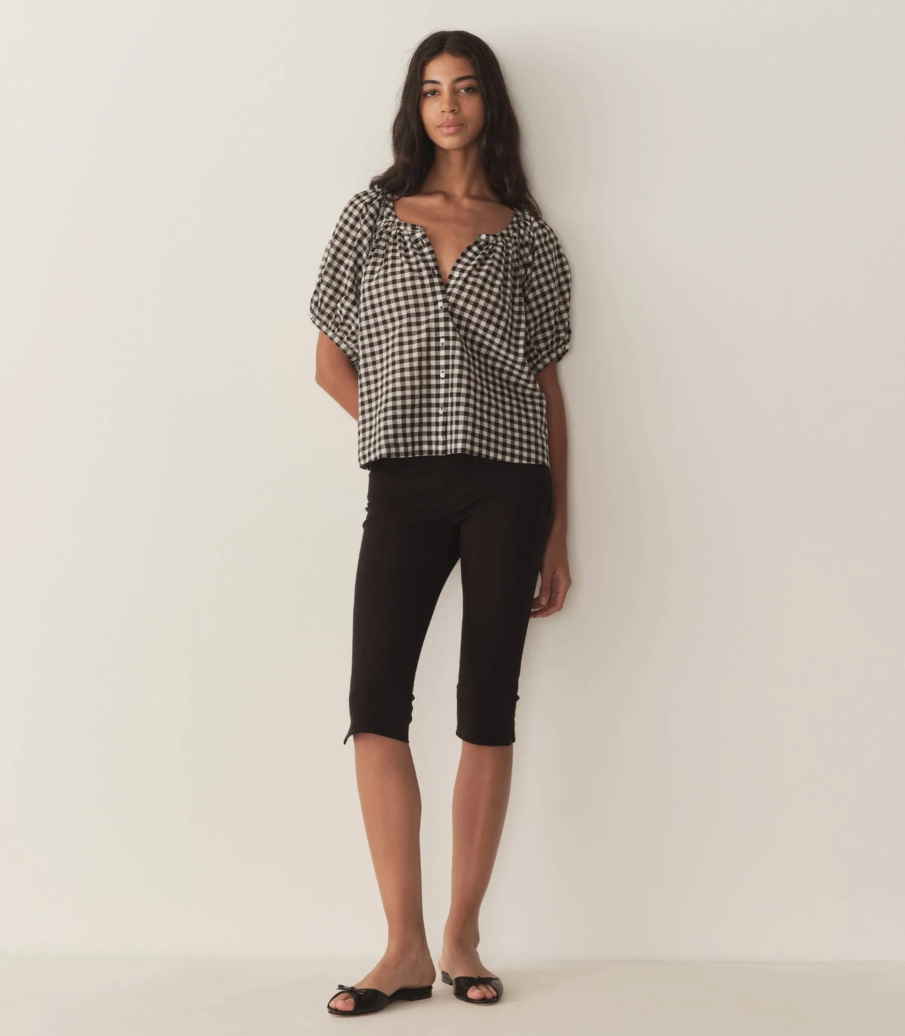 JUNE TOP -- NOIR GRETA GINGHAM sold by Doen product image thumbnail 2