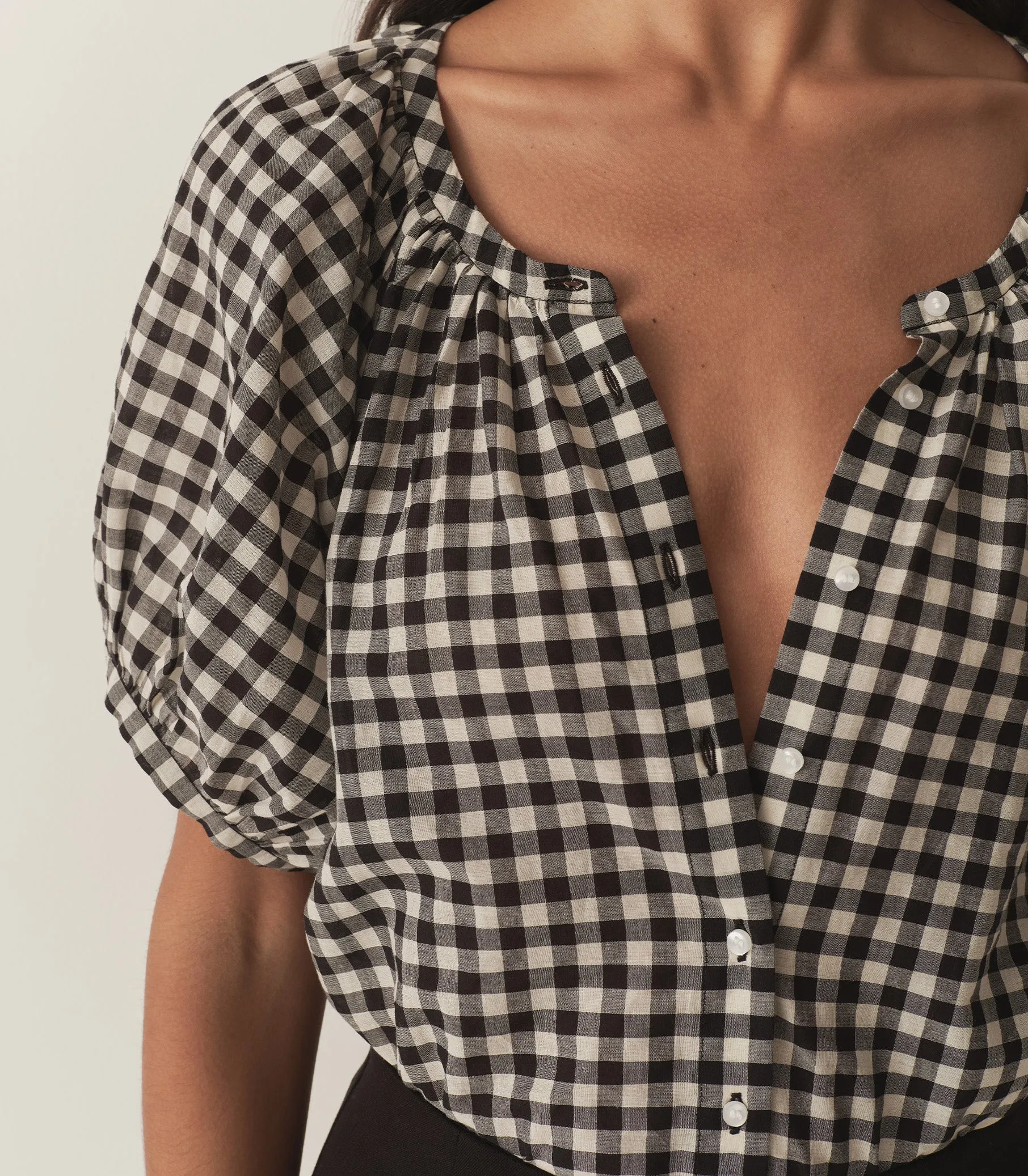 JUNE TOP -- NOIR GRETA GINGHAM sold by Doen product image thumbnail 5