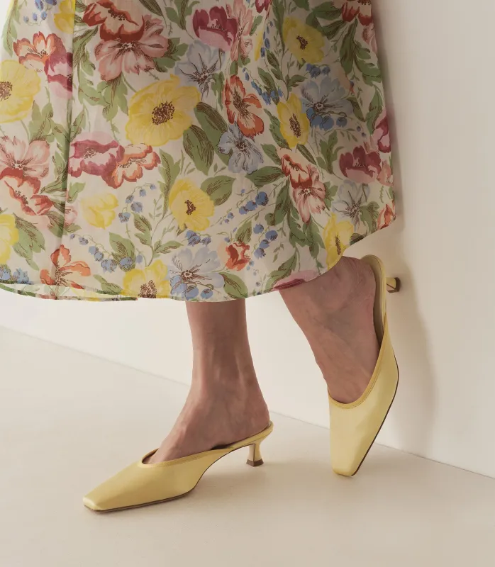 LUMA HEEL -- LEMON SATIN sold by Doen