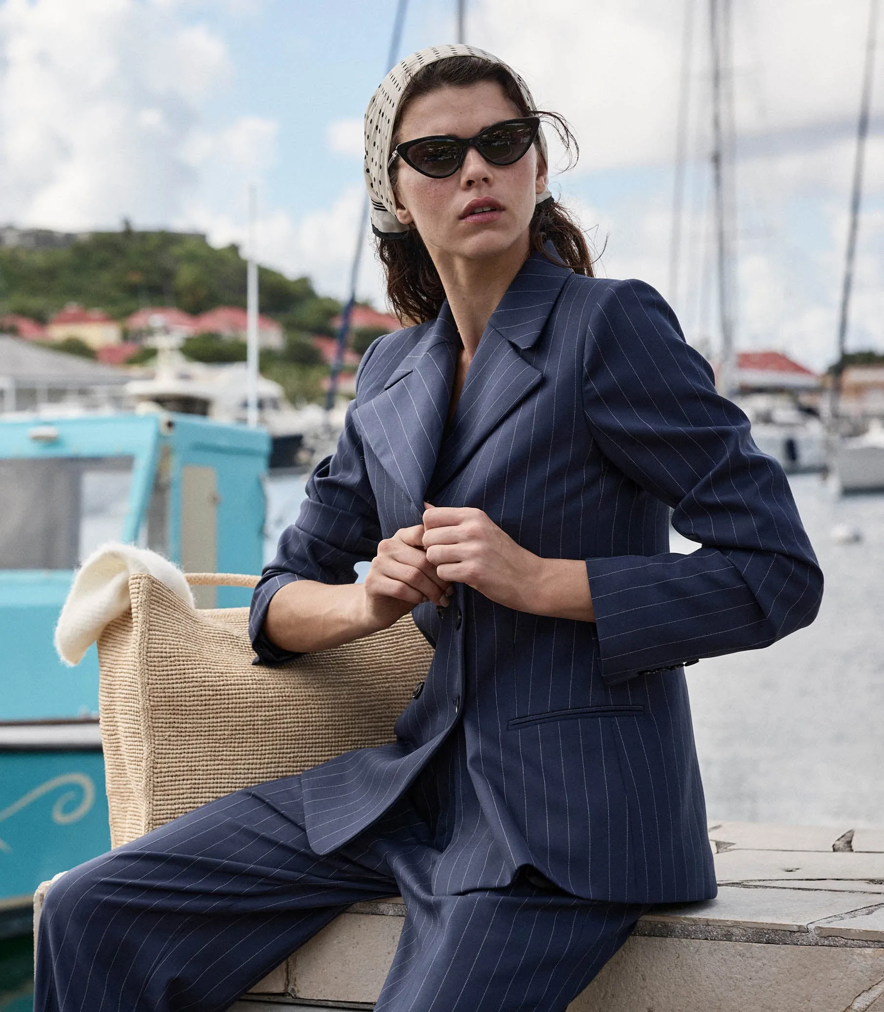 HARRISON JACKET -- NAVY GESSATO STRIPE sold by Doen product image thumbnail 4