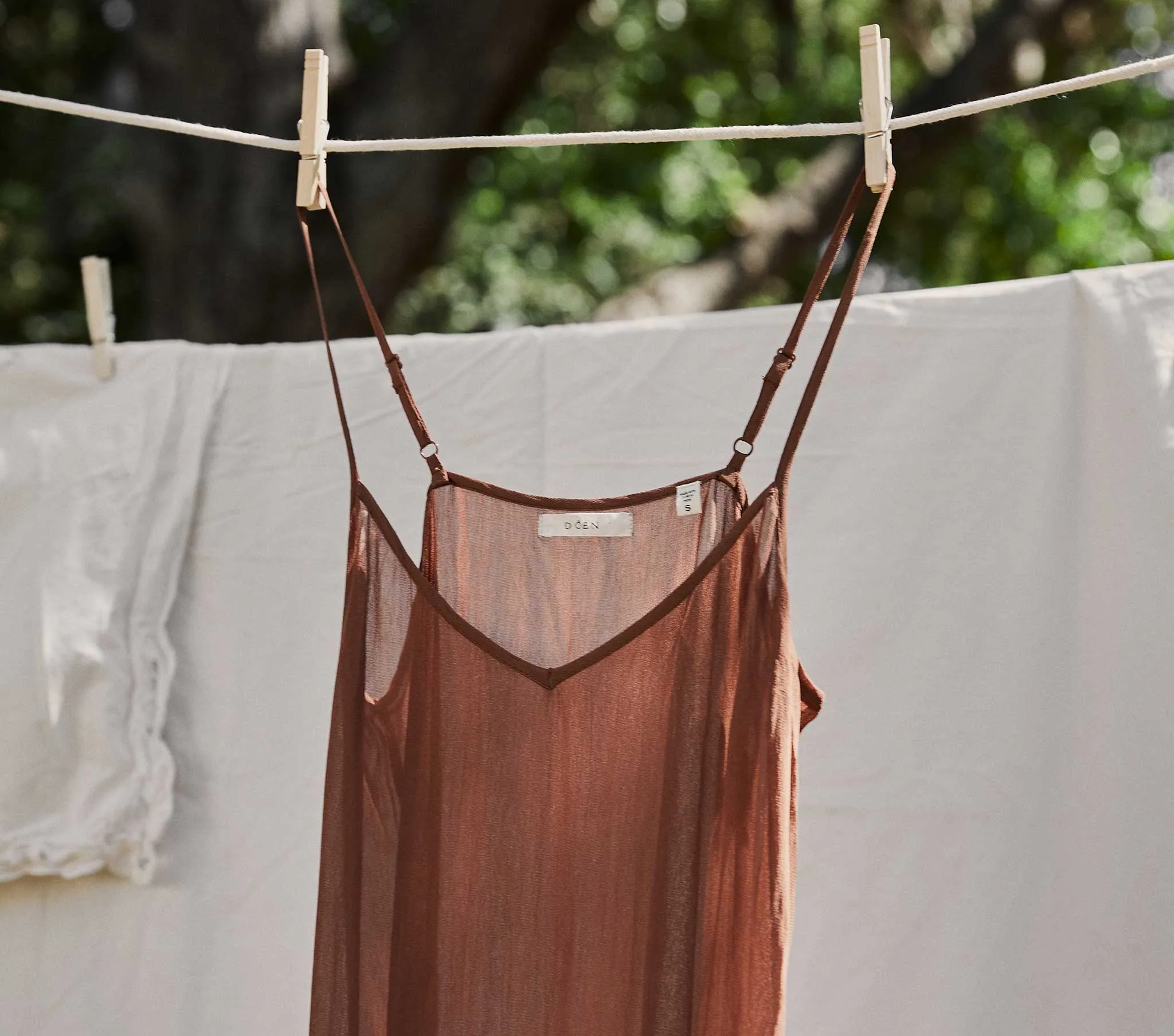 SHORT DEEP V-NECK SLIP -- CAROB sold by Doen product image thumbnail 2