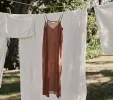 LONG DEEP V-NECK SLIP -- CAROB sold by Doen