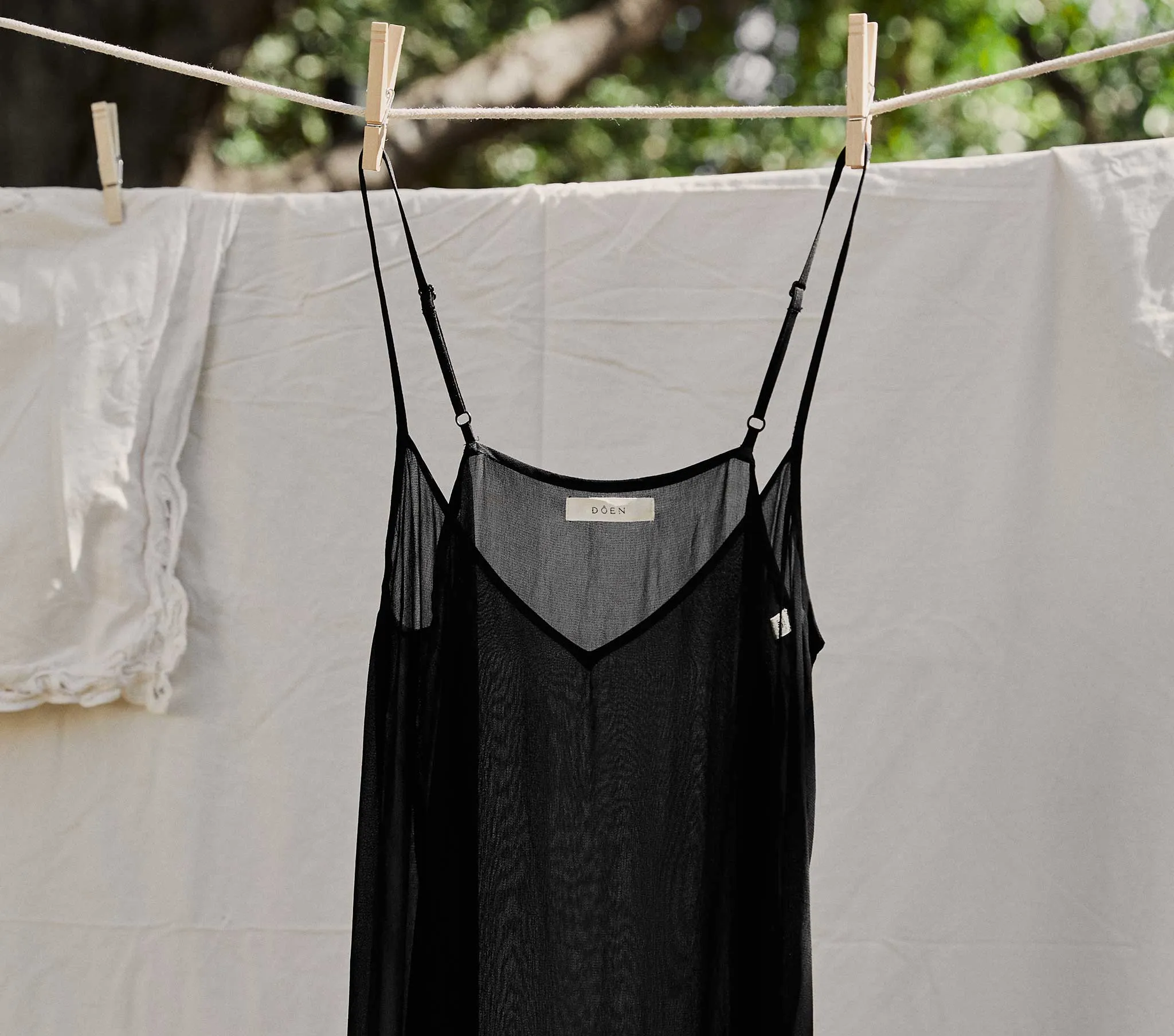 LONG DEEP V-NECK SLIP -- BLACK sold by Doen product image thumbnail 2