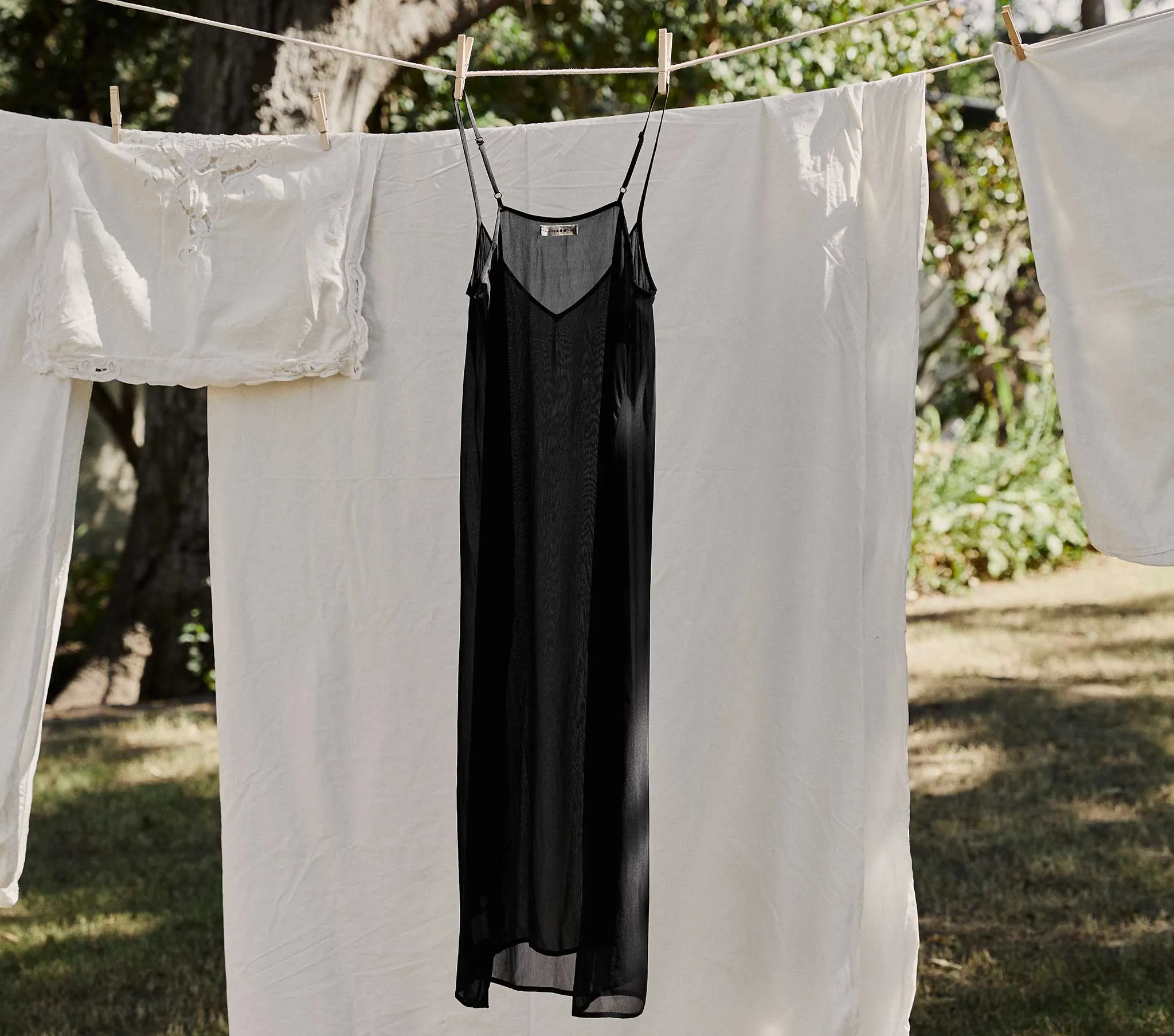 LONG DEEP V-NECK SLIP -- BLACK sold by Doen product image thumbnail 3