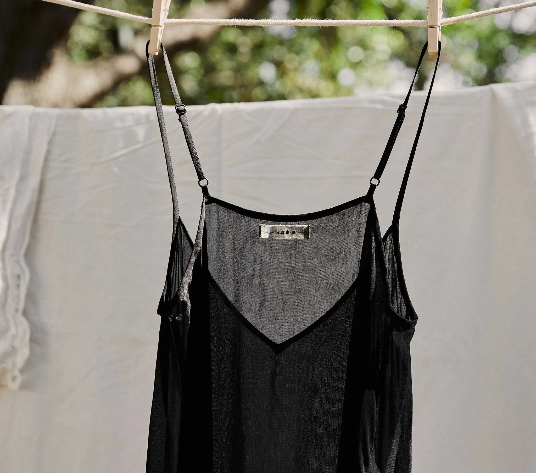 LONG DEEP V-NECK SLIP -- BLACK sold by Doen product image thumbnail 4