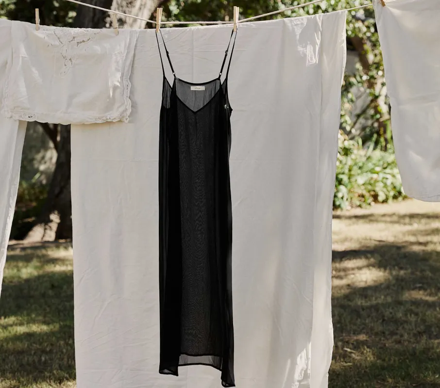 LONG DEEP V-NECK SLIP -- BLACK sold by Doen
