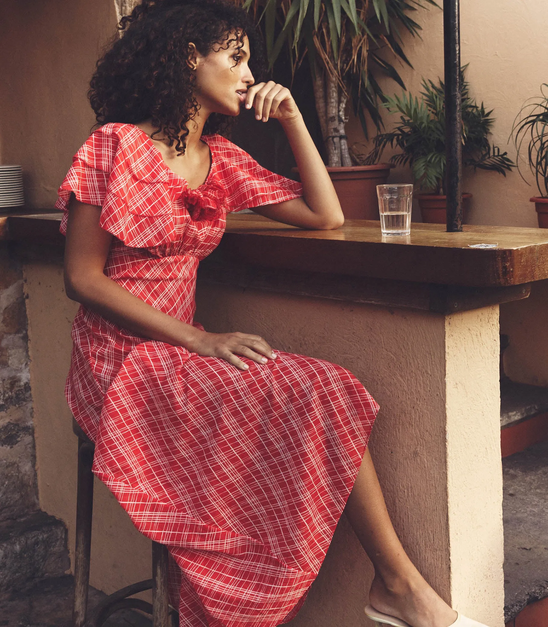 NEVARA DRESS -- SYLVIE PLAID sold by Doen