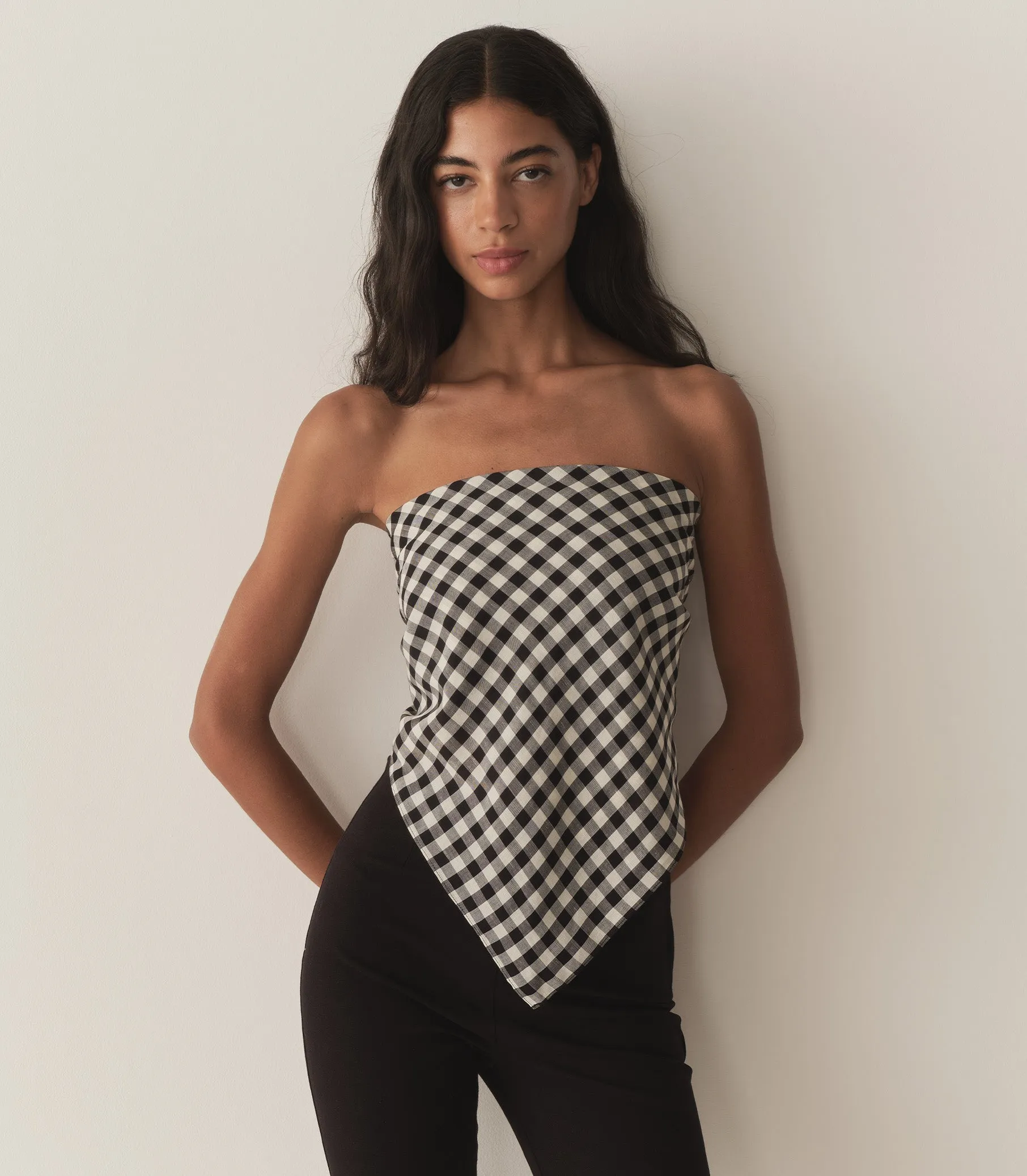 GRANDE PENNY BANDANA -- BLACK MARILYN GINGHAM sold by Doen