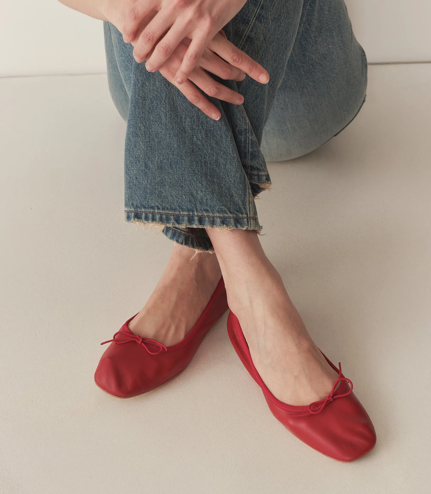 FIFI BALLET FLAT -- RED NAPPA sold by Doen