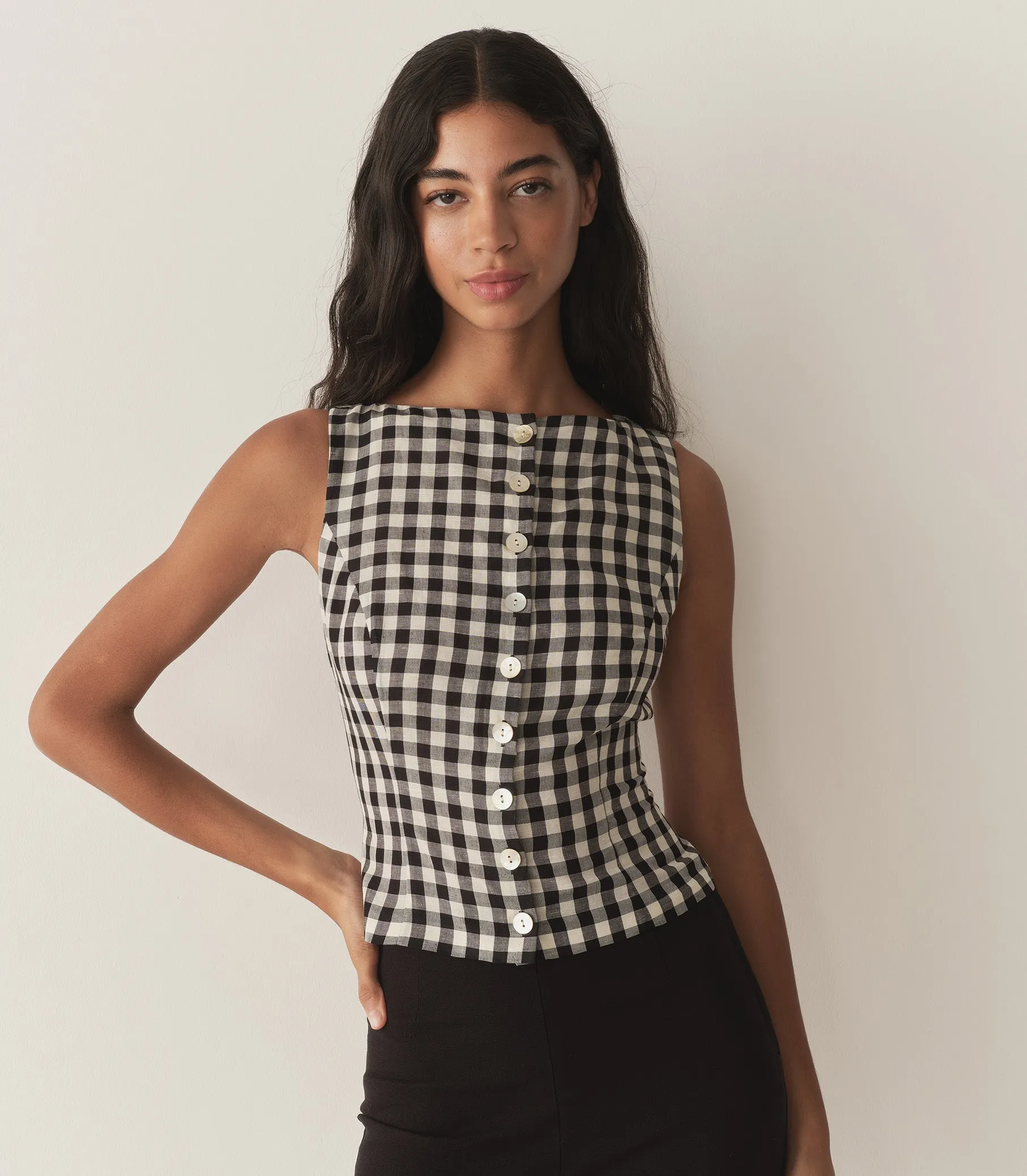 HAYDEN TOP -- BLACK MARILYN GINGHAM sold by Doen product image thumbnail 3