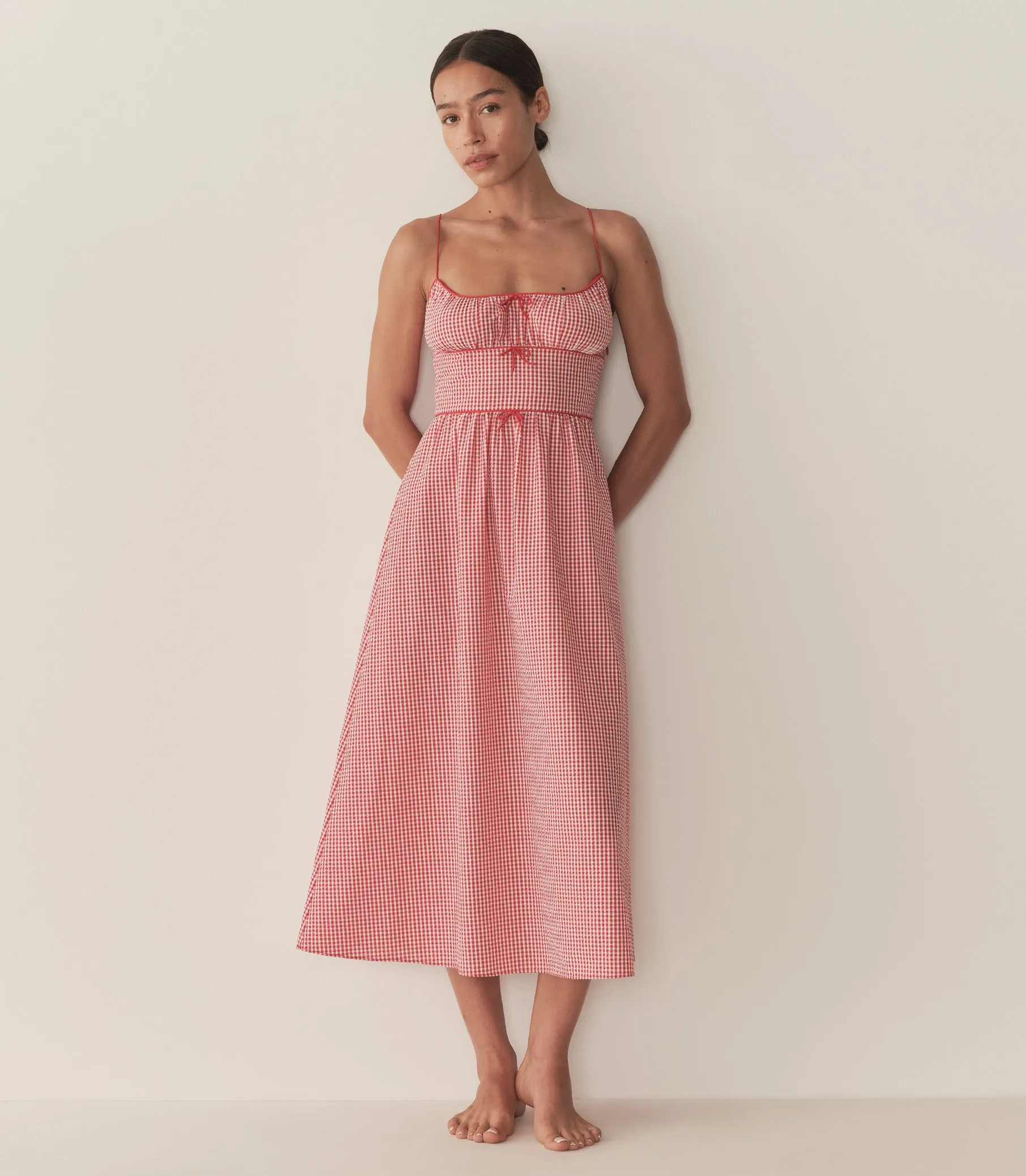 BELLINE DRESS -- ROUGE LA MADDALENA GINGHAM sold by Doen product image thumbnail 3