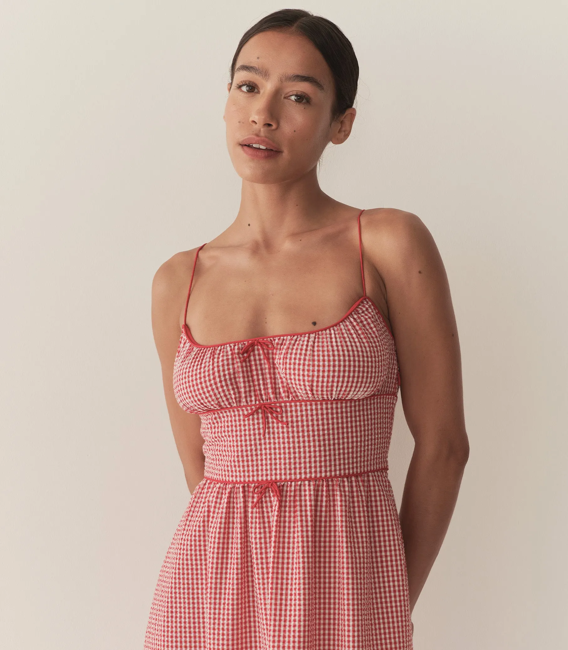 BELLINE DRESS -- ROUGE LA MADDALENA GINGHAM sold by Doen product image thumbnail 2