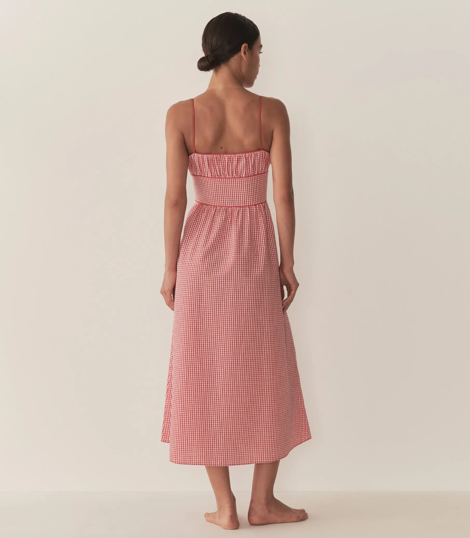 BELLINE DRESS -- ROUGE LA MADDALENA GINGHAM sold by Doen product image thumbnail 4