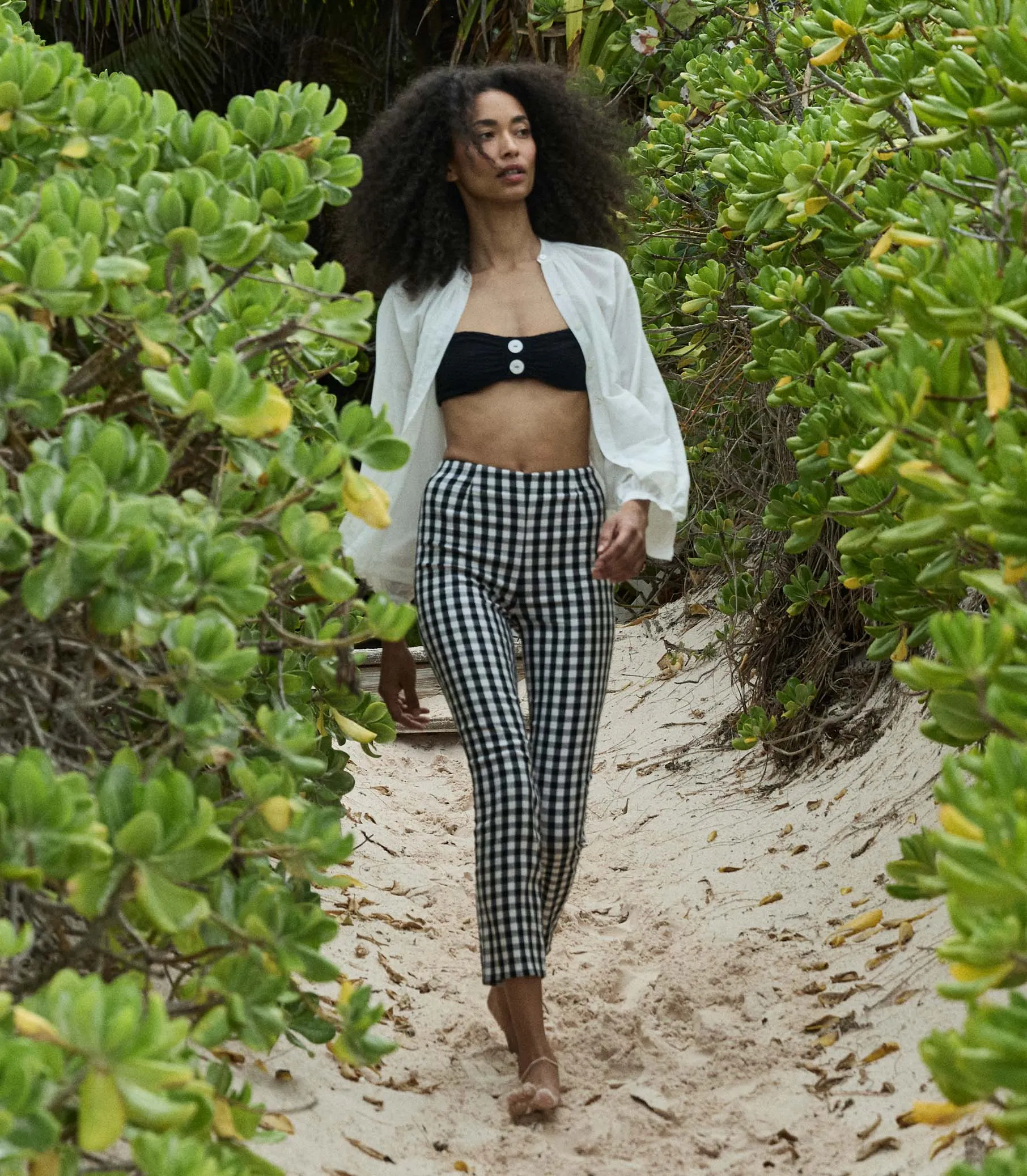 LULA CROP PANT -- NOIR MARJORIE GINGHAM sold by Doen product image thumbnail 2