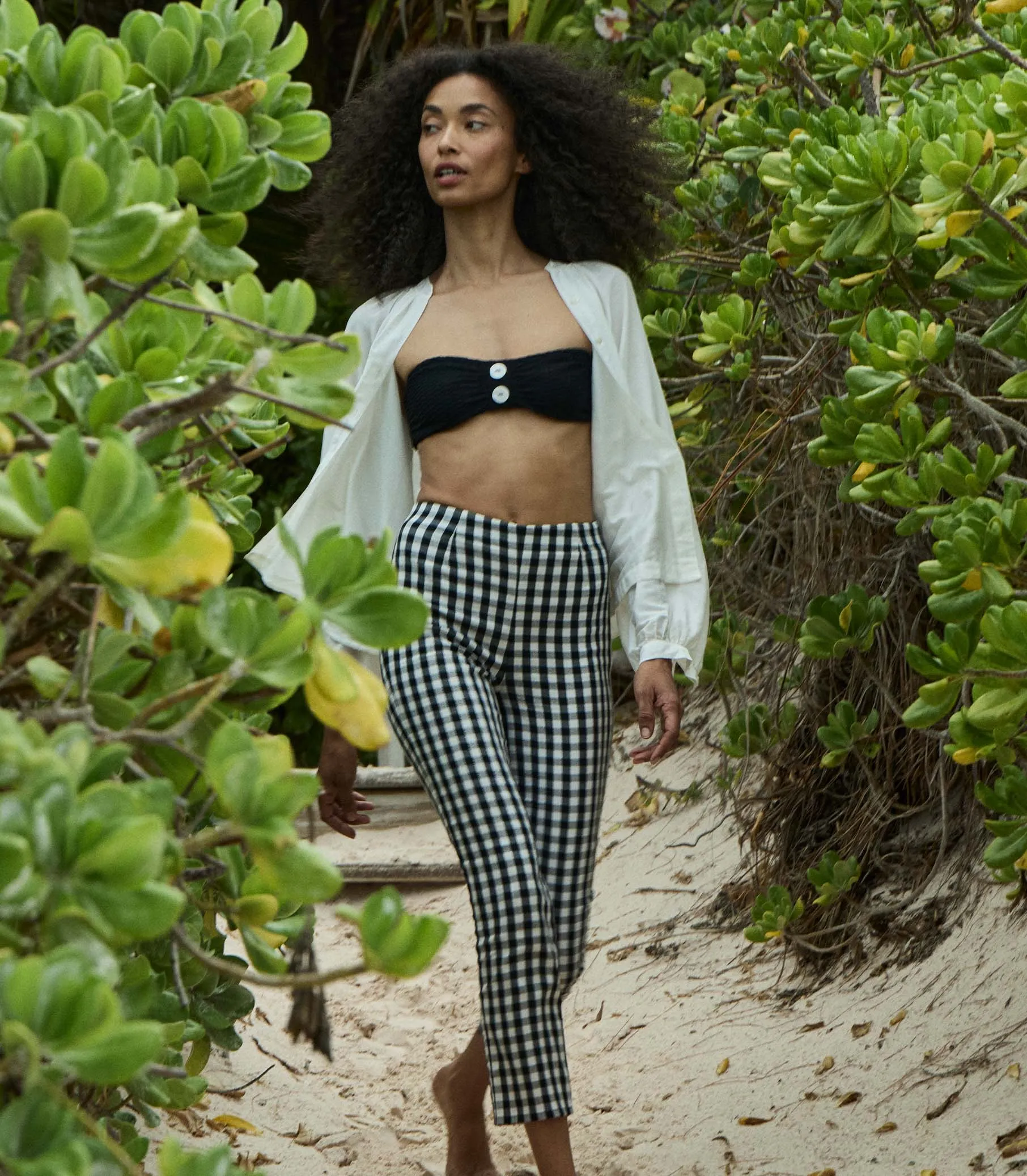 LULA CROP PANT -- NOIR MARJORIE GINGHAM sold by Doen product image thumbnail 3