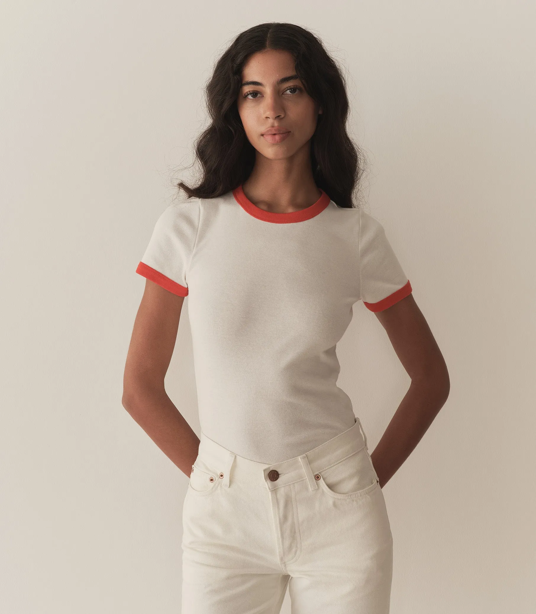 VIVI RINGER TEE -- SALT sold by Doen