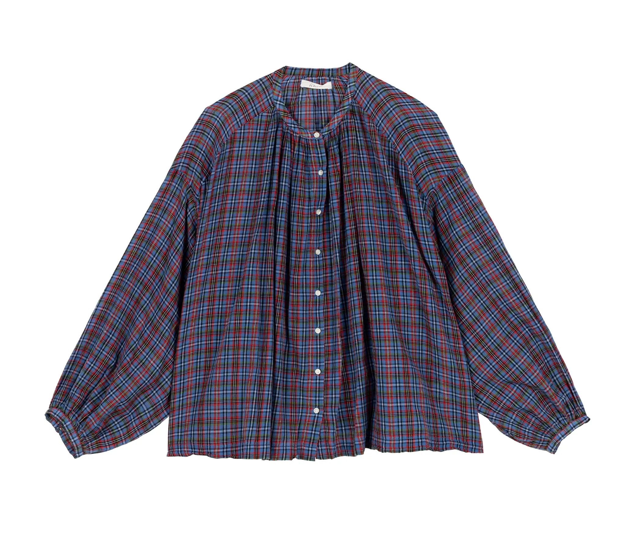 HMD -- THE JANE BLOUSE -- AZURE FRENCH PLAID sold by Doen product image thumbnail 3