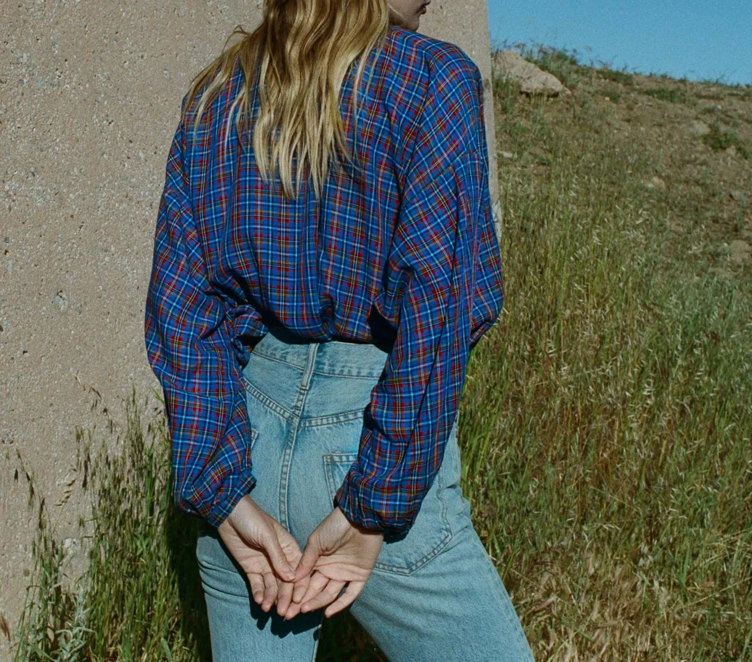 HMD -- THE JANE BLOUSE -- AZURE FRENCH PLAID sold by Doen product image thumbnail 2