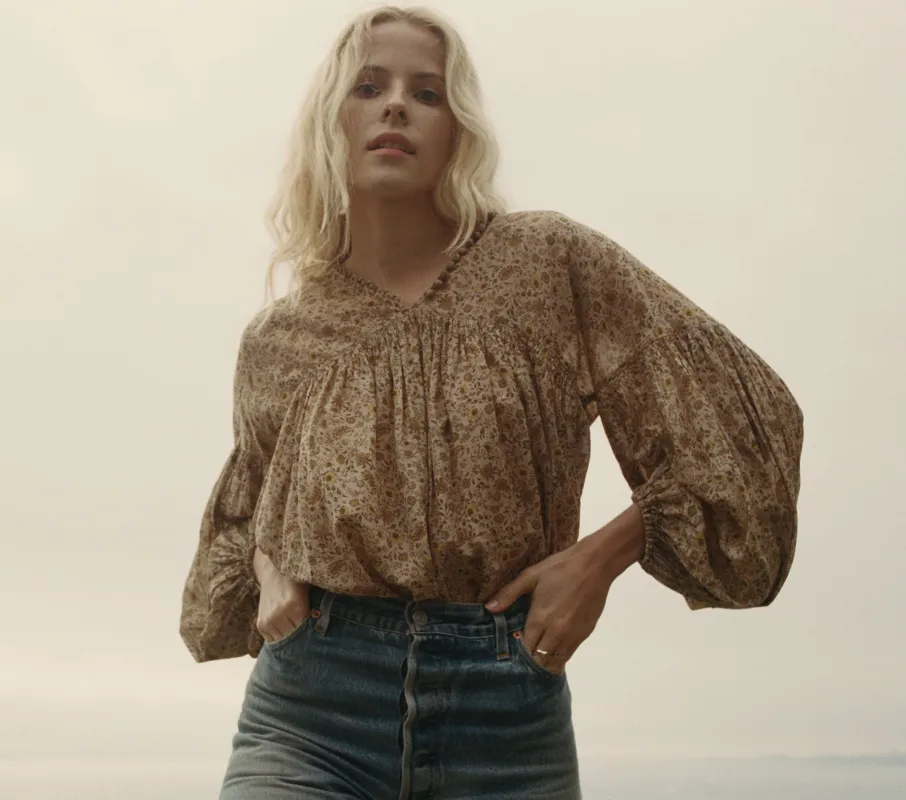 HMD -- THISTLE TOP -- JAIPUR MUSTARD FLORAL sold by Doen