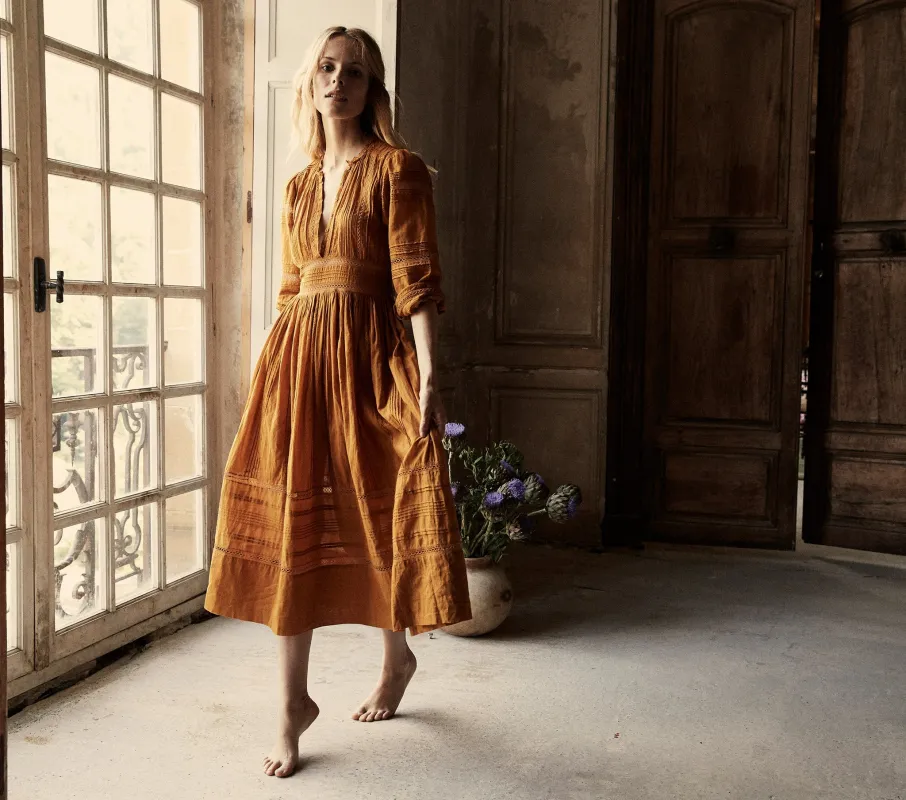 HMD -- VICIA DRESS -- YELLOW JASPER sold by Doen