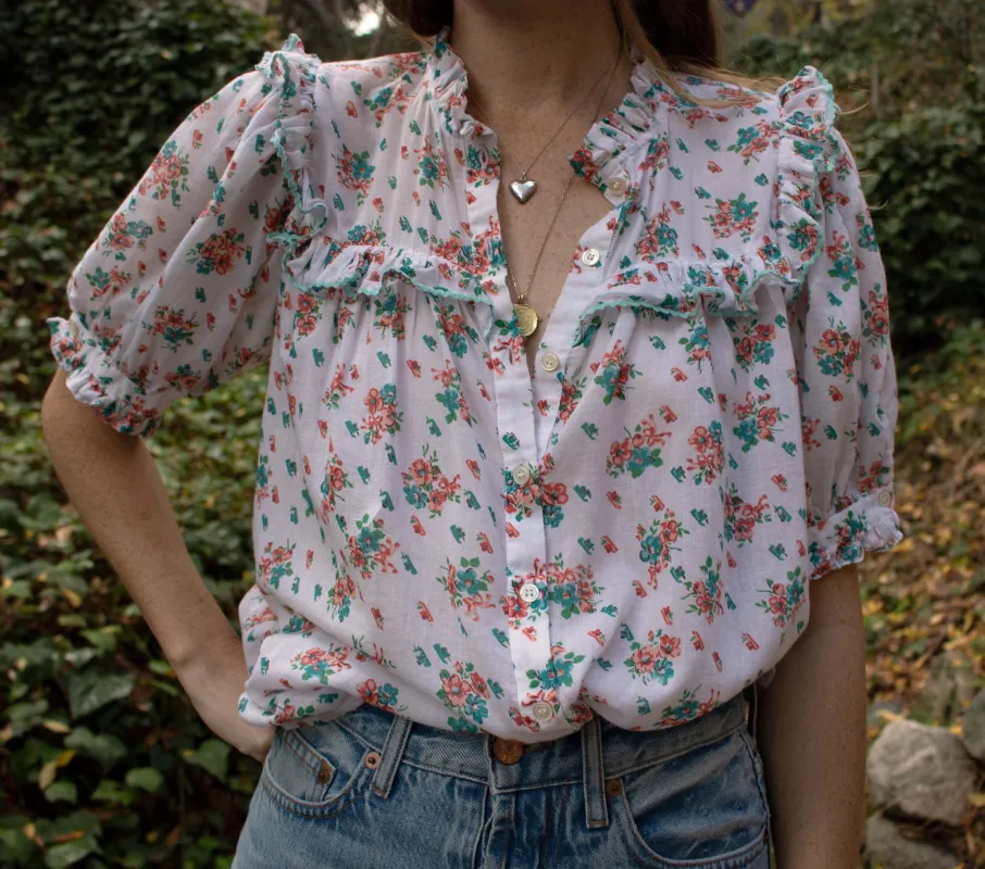 HMD -- TANGELO TOP -- FLEUR DE ROSETTE PRINT sold by Doen