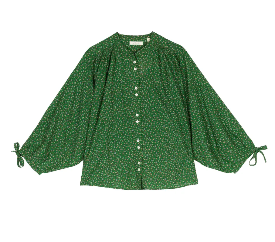 HMD -- O'KEEFFE TOP -- GREEN MARTHA'S GARDEN PRINT sold by Doen
