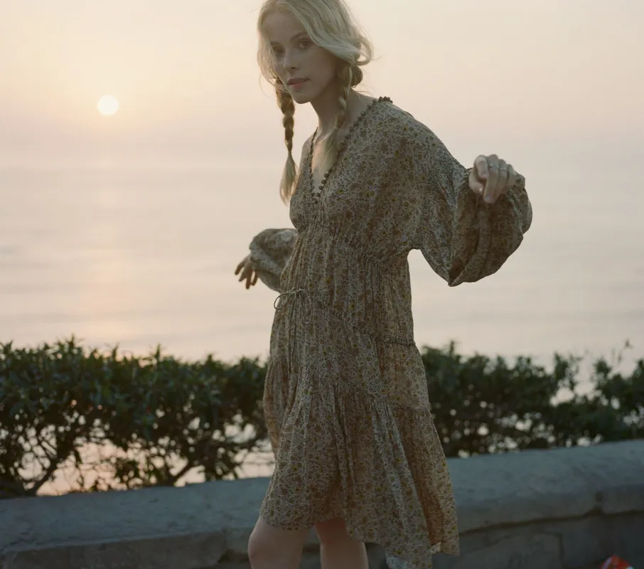 HMD -- GRASSE DRESS -- JAIPUR MUSTARD FLORAL made by Doen