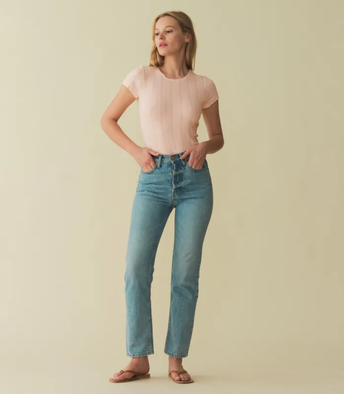 HMD -- VIVI TEE -- PETUNIA PINK QUELLE JOLIE POINTELLE sold by Doen
