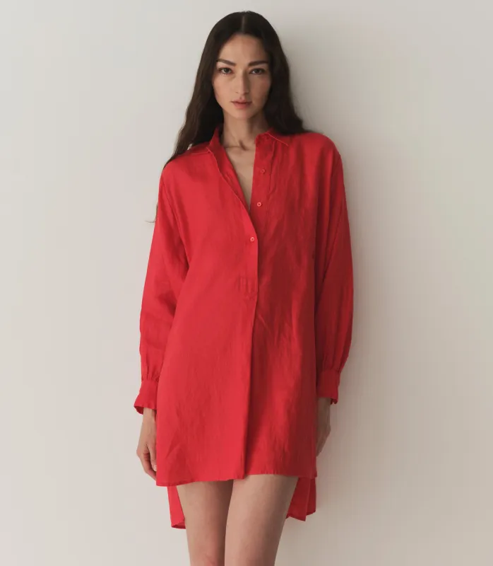 HMD -- JORA LINEN DRESS -- SCARLET sold by Doen