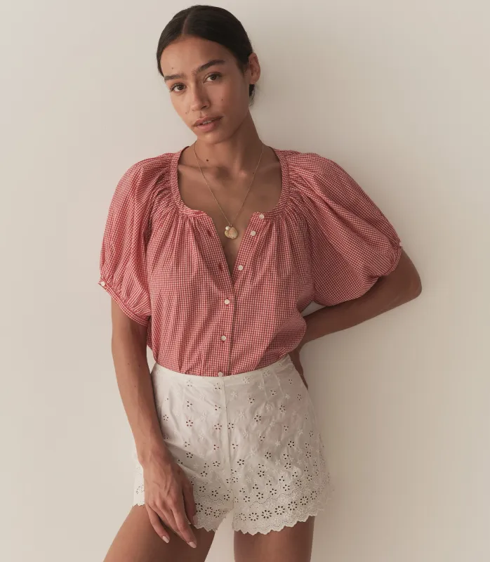 HMD -- JUNE TOP -- CERISE PARIS GINGHAM sold by Doen