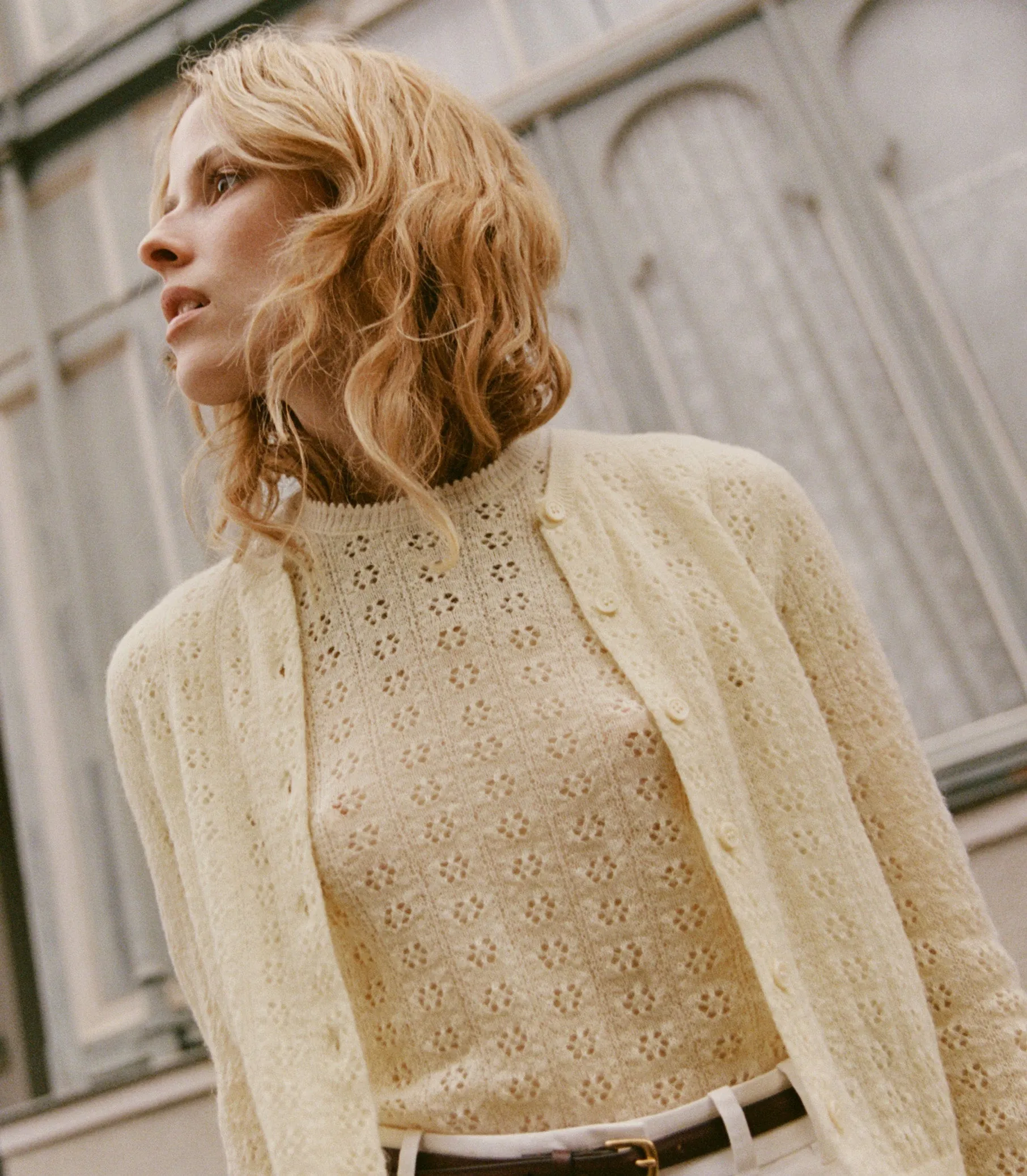 HMD -- DANAE POINTELLE CARDIGAN -- VANILLA sold by Doen