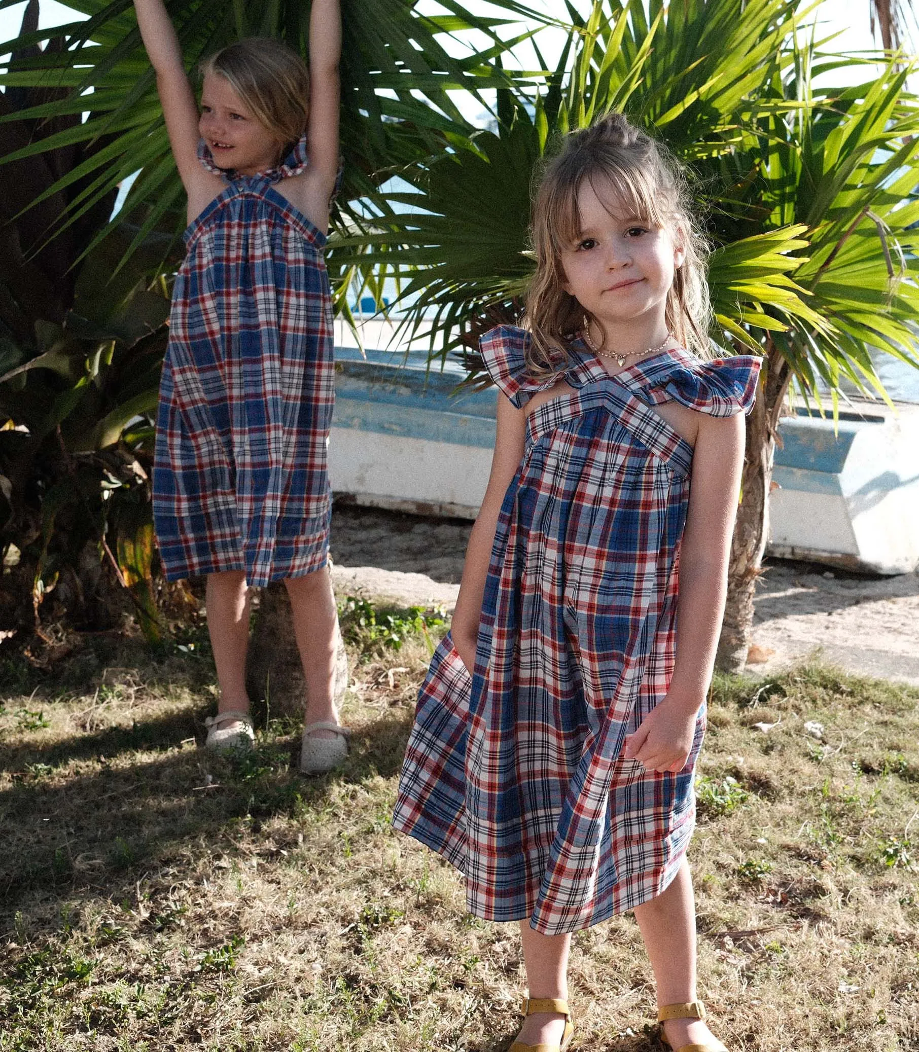 LITTLE NISHA DRESS -- COTE D’AZUR PLAID sold by Doen product image thumbnail 4