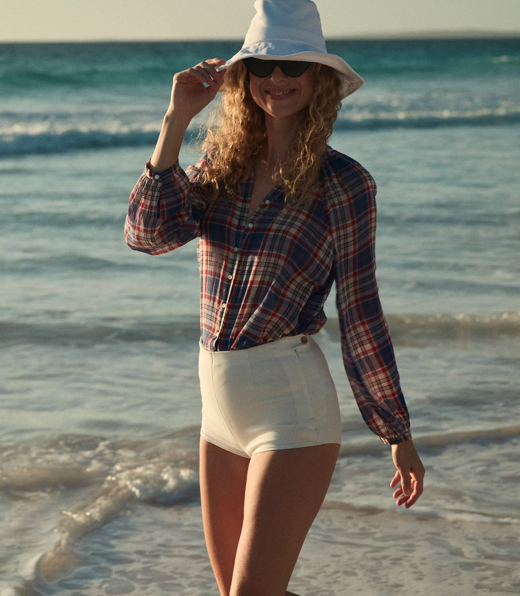 JANIS TOP -- COTE D'AZUR PLAID sold by Doen product image thumbnail 3